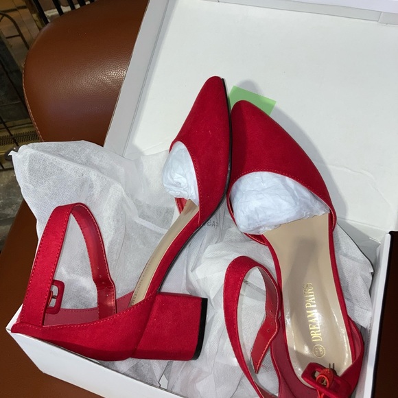 Pointed-Toe Strappy Suede Shoes with 2.25-inch Chunky Heels - Picture 5 of 5